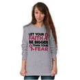 thumbnail image 1 of Breast Cancer Faith Bigger Than Fear Women Plus Size Long Sleeve Graphic Tee Brisco Brands 3X, 1 of 5