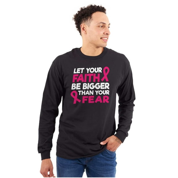 Breast Cancer Faith Bigger Than Fear Women's Long Sleeve T Shirt Brisco Brands S