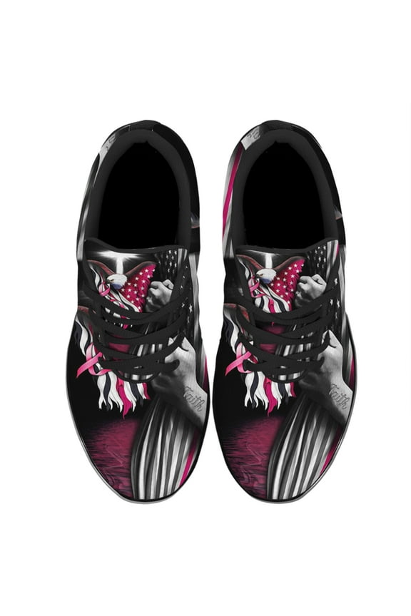 Breast Cancer Faith Christian Cross Shoes Sneakers for Women Men Black Size 10