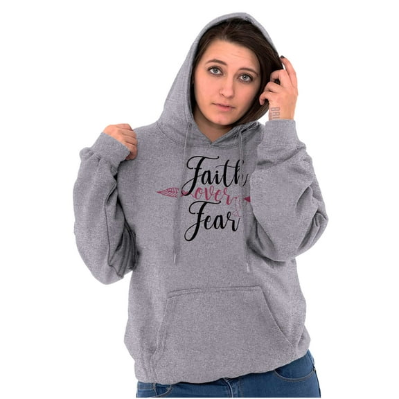 Breast Cancer Faith Over Fear Fight Hoodie Sweatshirt Women Brisco Brands L