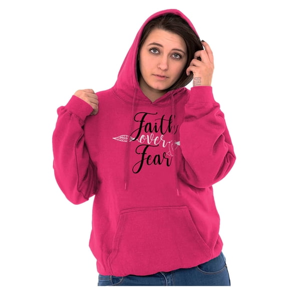 Breast Cancer Faith Over Fear Fight Hoodie Sweatshirt Women Brisco Brands X