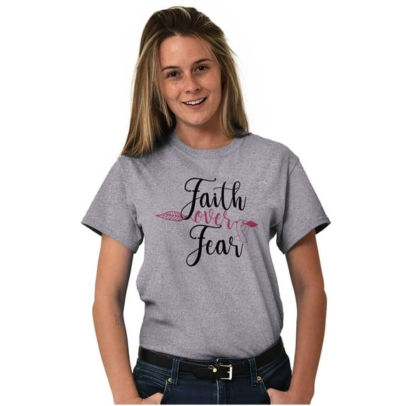Breast Cancer Faith Over Fear Fight Women's Plus Size Graphic Tee Brisco Brands 2X