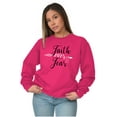 thumbnail image 1 of Breast Cancer Faith Over Fear Fight Women Plus Size Crewneck Sweatshirt Brisco Brands 5X, 1 of 5