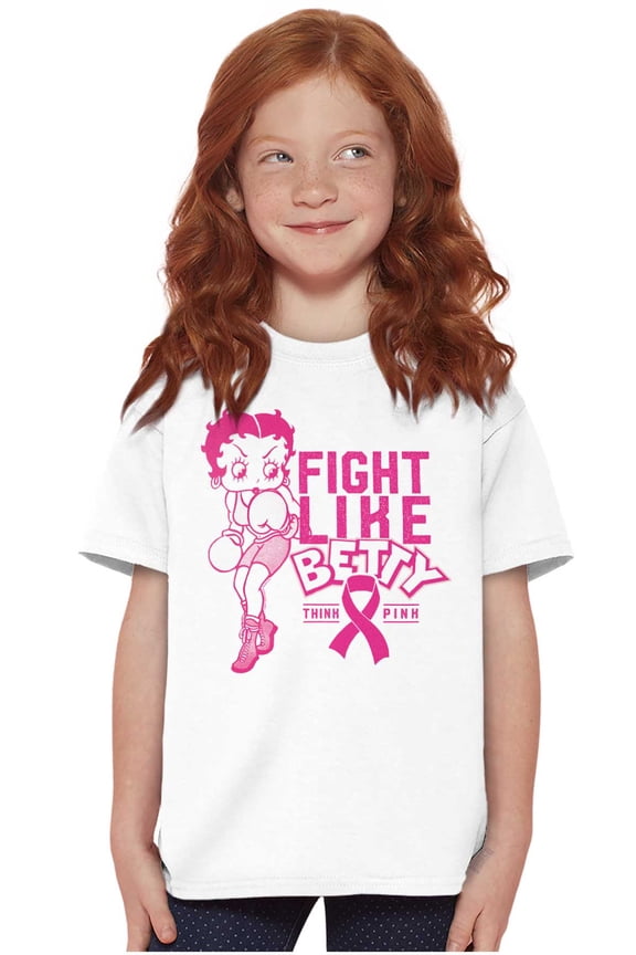 Breast Cancer Fight Like Betty Boop Girls Kids T Shirt Tees Teen Brisco Brands L