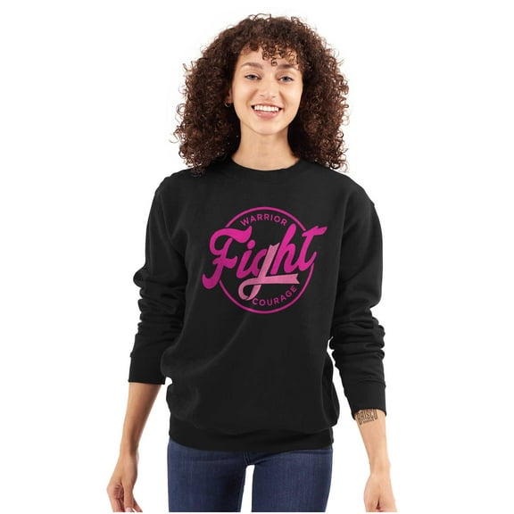 Breast Cancer Fight Warrior Courage Women Crewneck Sweatshirt Brisco Brands S