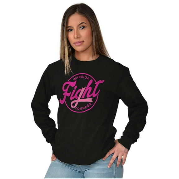 Breast Cancer Fight Warrior Courage Women's Long Sleeve T Shirt Brisco Brands S