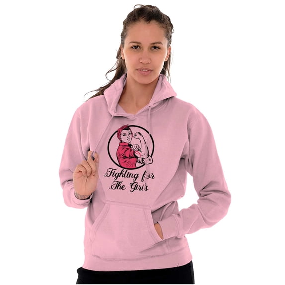 Breast Cancer Fighter Rosie Riveter Hoodie Sweatshirt Women Brisco Brands 5X