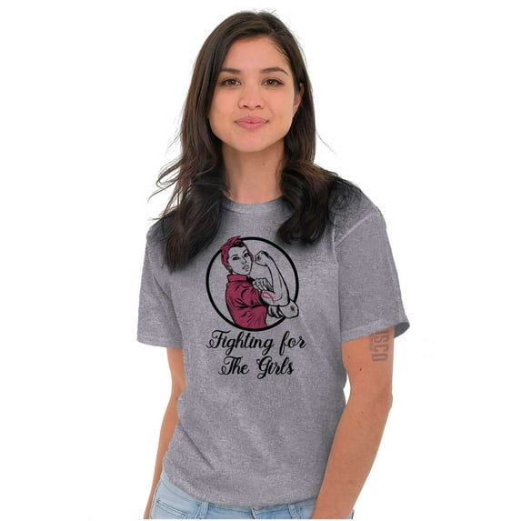 Breast Cancer Fighter Rosie Riveter Women's Plus Size Graphic Tee Brisco Brands 4X