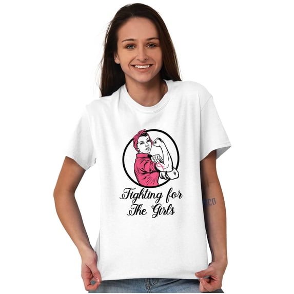 Breast Cancer Fighter Rosie Riveter Women's Graphic T Shirt Tees Brisco Brands X