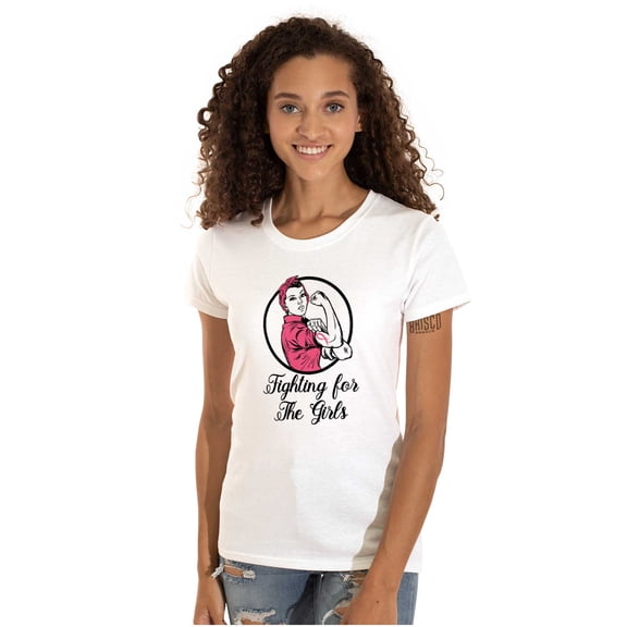 Breast Cancer Fighter Rosie Riveter Womens Slim Fit Graphic Tee Brisco Brands M