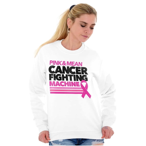 Breast Cancer Fighting Machine Women Crewneck Sweatshirt Brisco Brands L