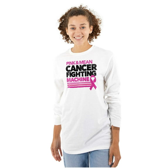 Breast Cancer Fighting Machine Women Plus Size Long Sleeve Graphic Tee Brisco Brands 3X