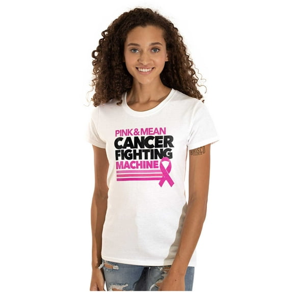 Breast Cancer Fighting Machine Womens Slim Fit Graphic Tee Brisco Brands L