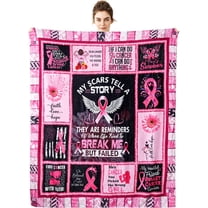 Breast Cancer Gifts Breast Cancer Blanket Throw Blanket Breast Cancer Gifts for Women Super Soft & Warm Get Well Gift for Women Survivor Gifts Flannel Soft Bed Blanket 50x60 inches