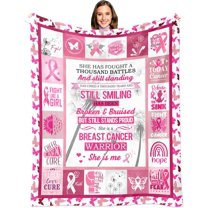 Breast Cancer Gifts for Woman, Christmas Breast Cancer Awareness Blanket 60x50 Inches, Breast Cancer Survivor Gifts for Women, Breast Cancer Tribute Throw Blanket