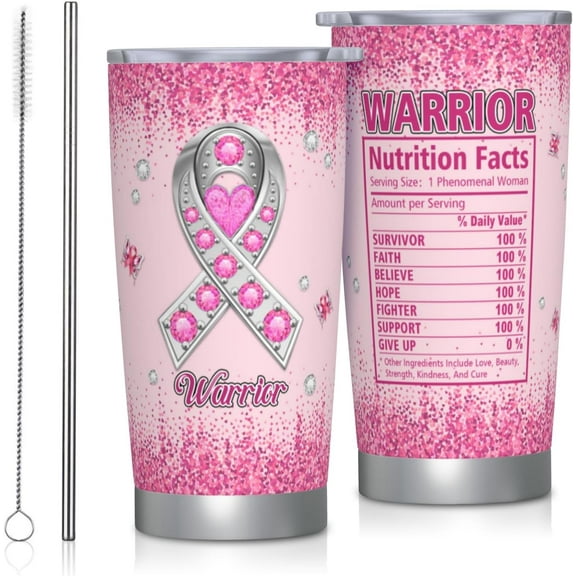 Breast Cancer Gifts for Women, Breast Cancer Gifts Stainless Steel Tumbler 20oz, Breast Cancer Awareness Gifts, Breast Cancer Survivor Gifts for Women, Pink Ribbon Gifts for Breast Cancer Patients