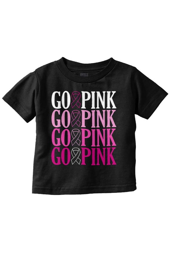 Breast Cancer Go Pink Ribbon Gradient Toddler Baby Girl T Shirt Brisco Brands 3T