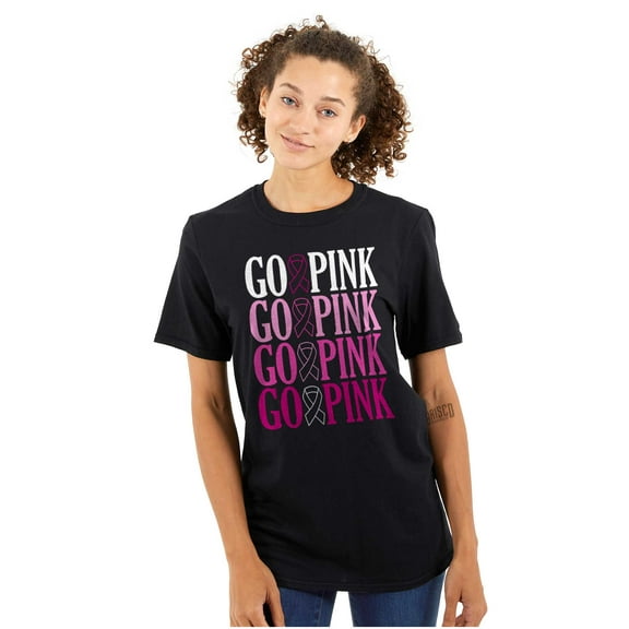 Breast Cancer Go Pink Ribbon Gradient Women's Plus Size Graphic Tee Brisco Brands 3X