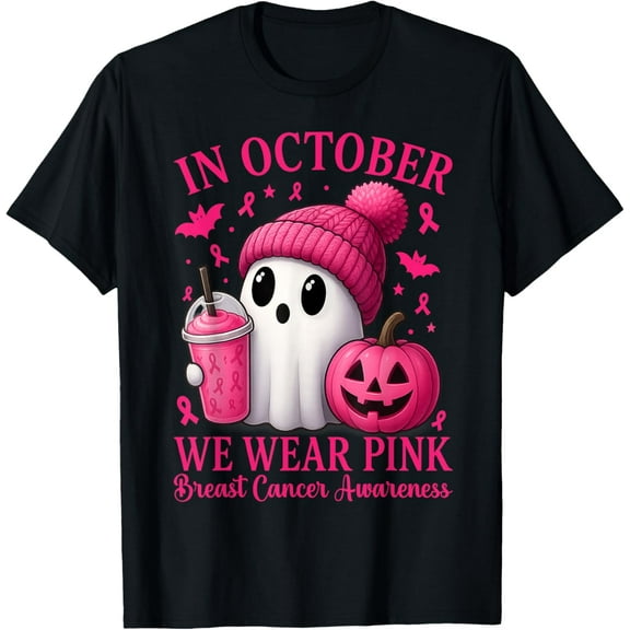Breast Cancer Halloween Women in October We Wear Pink T-Shirt TShirt