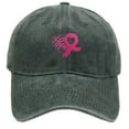 thumbnail image 1 of Cancer Hats - Pink Ribbon Embroidered Baseball Cap Adjustable Hat Versatile Denim Baseball Cap Cancer Gifts for Women(Army Green), 1 of 4