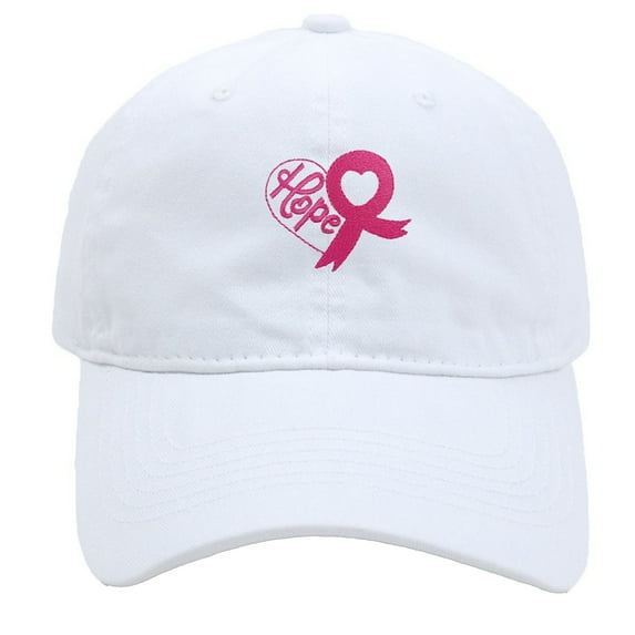 Cancer Hats - Pink Ribbon Embroidered Baseball Cap Adjustable Hat Versatile Denim Baseball Cap Cancer Gifts for Women(White)