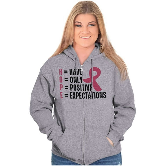 Breast Cancer Have Hope Pink Ribbon Womens Plus Size Graphic Zipper Hoodie Brisco Brands 4X