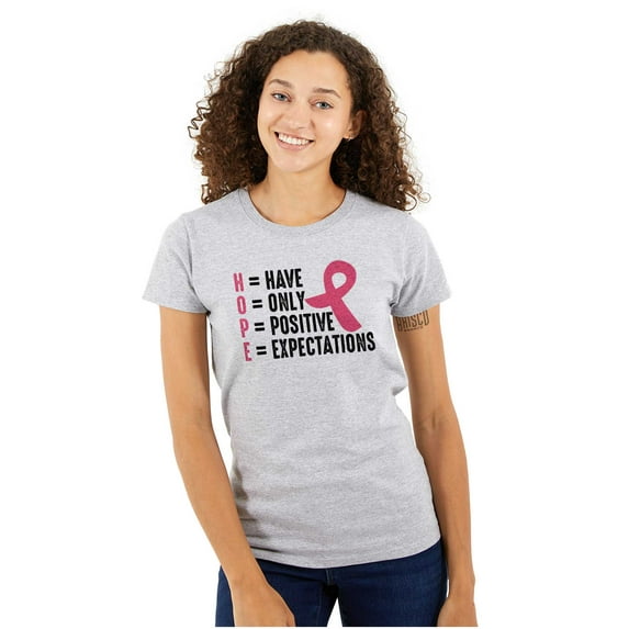 Breast Cancer Have Hope Pink Ribbon Womens Slim Fit Graphic Tee Brisco Brands X