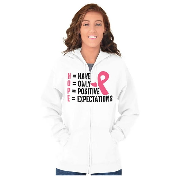 Breast Cancer Have Hope Pink Ribbon Zip Hoodie Sweatshirt Women Brisco Brands S