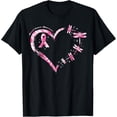 thumbnail image 1 of Breast Cancer Heart Dragonflies Awareness Women Kids Men T-Shirt men and women can wear, black, white, gifts, 1 of 4