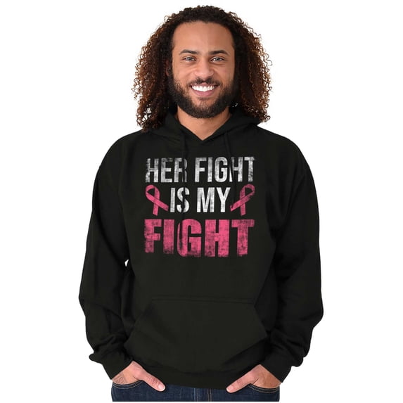 Breast Cancer Her Fight Pink Ribbon Hoodie Sweatshirt Women Brisco Brands S