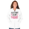 thumbnail image 1 of Breast Cancer Her Fight Pink Ribbon Womens Plus Size Graphic Zipper Hoodie Brisco Brands 2X, 1 of 5