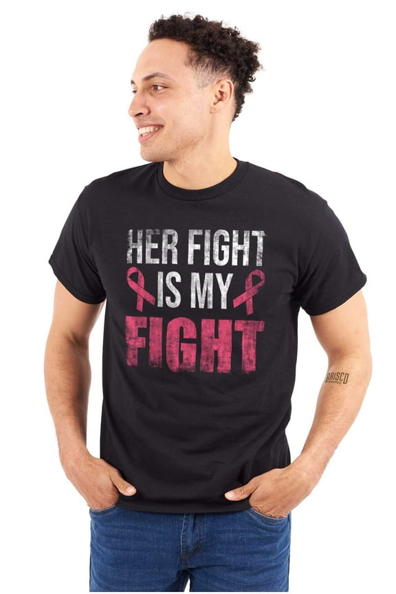 Breast Cancer Her Fight Pink Ribbon Women's Graphic T Shirt Tees Brisco Brands S