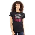 thumbnail image 1 of Breast Cancer Her Fight Pink Ribbon Womens Slim Fit Graphic Tee Brisco Brands S, 1 of 5