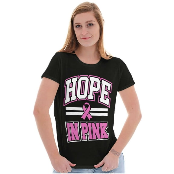 Breast Cancer Hope In Pink Ribbon Womens Slim Fit Graphic Tee Brisco Brands M