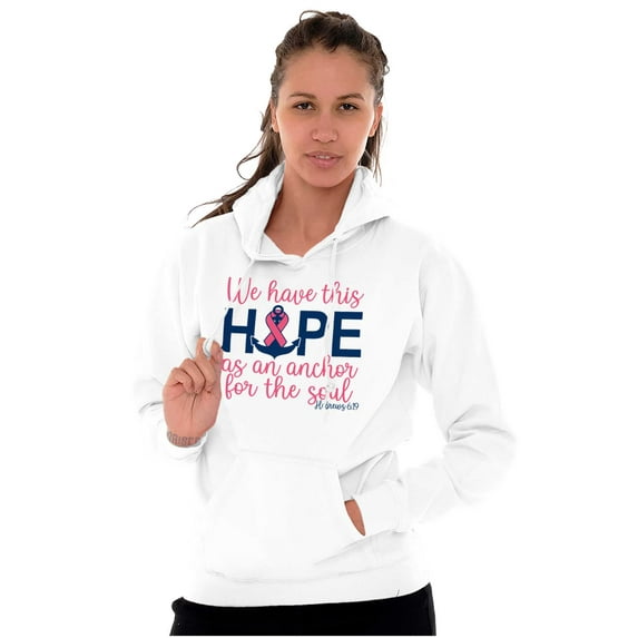 Breast Cancer Hope is an Anchor Quote Women Plus Size Graphic Pullover Hoodie Brisco Brands 3X