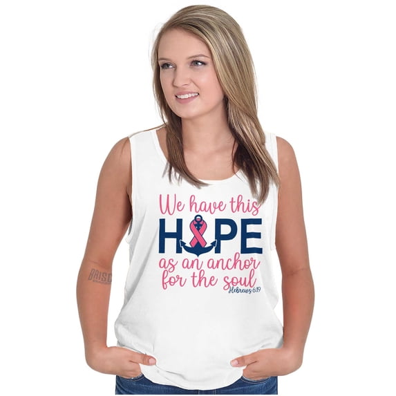 Breast Cancer Hope is an Anchor Quote Womens Plus Size Graphic Tank Top Brisco Brands 3X