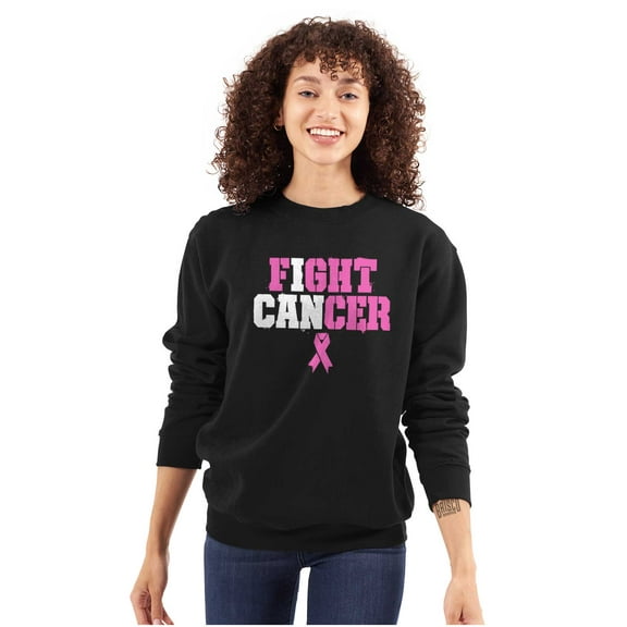 Breast Cancer I Can Fight Cancer Women Crewneck Sweatshirt Brisco Brands M