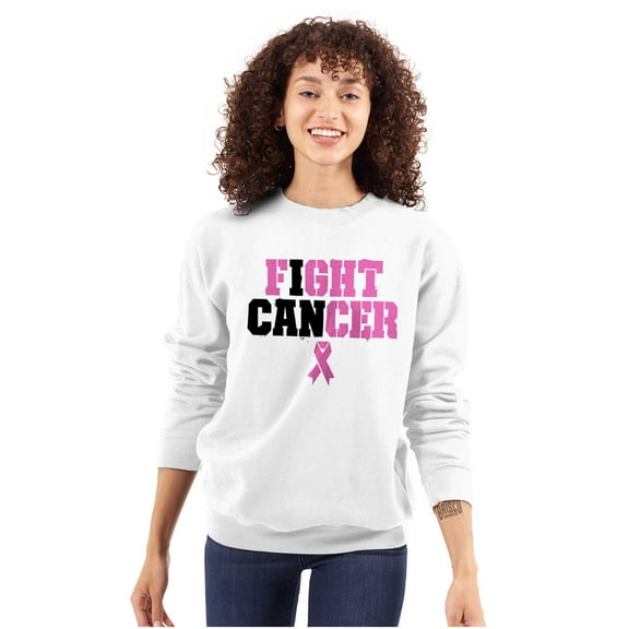 Breast Cancer I Can Fight Cancer Women Crewneck Sweatshirt Brisco Brands S
