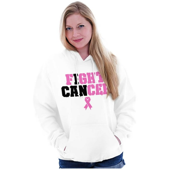 Breast Cancer I Can Fight Cancer Women Plus Size Graphic Pullover Hoodie Brisco Brands 2X