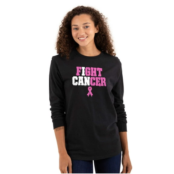 Breast Cancer I Can Fight Cancer Women's Long Sleeve T Shirt Brisco Brands S