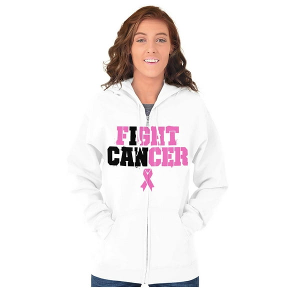 Breast Cancer I Can Fight Cancer Zip Hoodie Sweatshirt Women Brisco Brands X