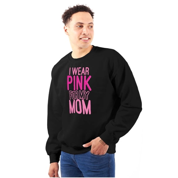Breast Cancer I Wear Pink For My Mom Unisex Plus Fleece Graphic Sweatshirt Brisco Brands 3X