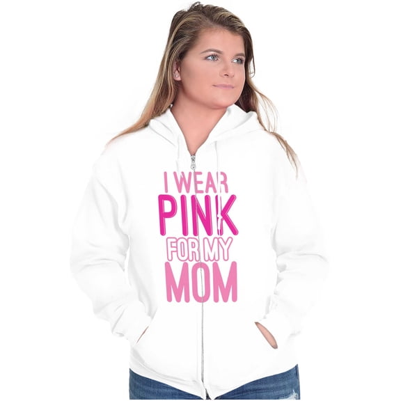 Breast Cancer I Wear Pink For My Mom Zip Up Hoodie Men's Women's Brisco Brands S