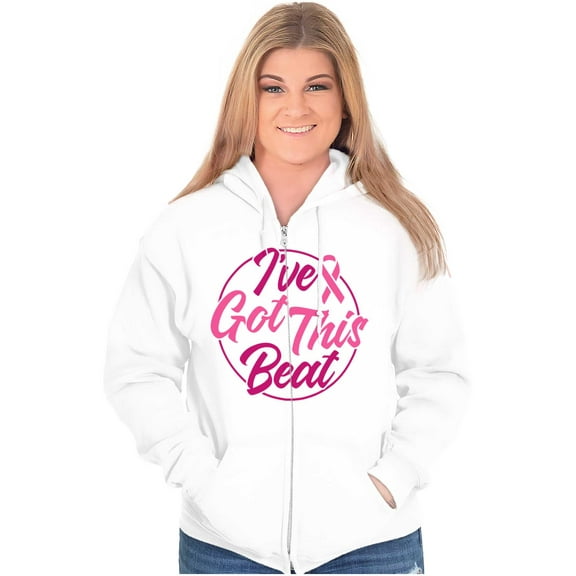 Breast Cancer I've Got This Beat Zip Hoodie Sweatshirt Women Brisco Brands M