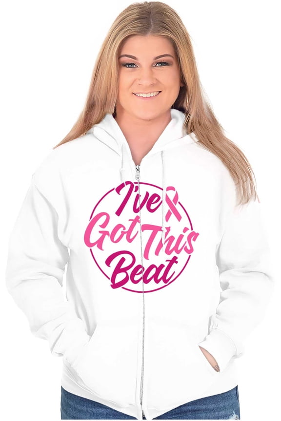 Breast Cancer I've Got This Beat Zip Hoodie Sweatshirt Women Brisco Brands M