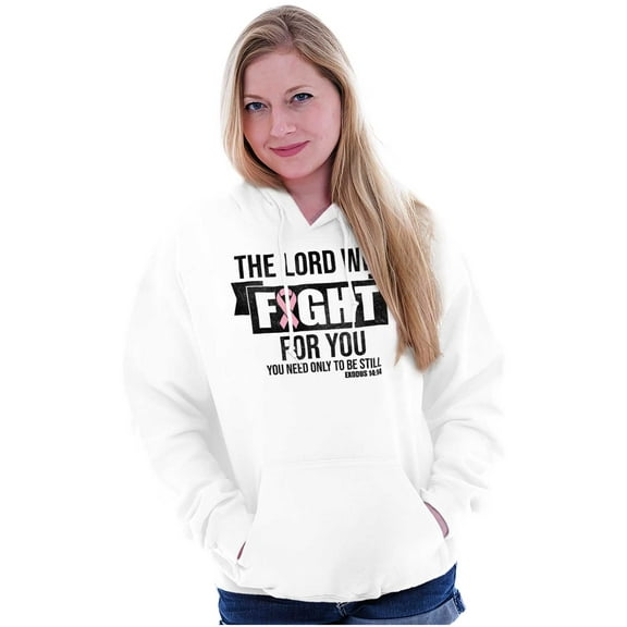 Breast Cancer Lord Will Fight For You Women Plus Size Graphic Pullover Hoodie Brisco Brands 5X