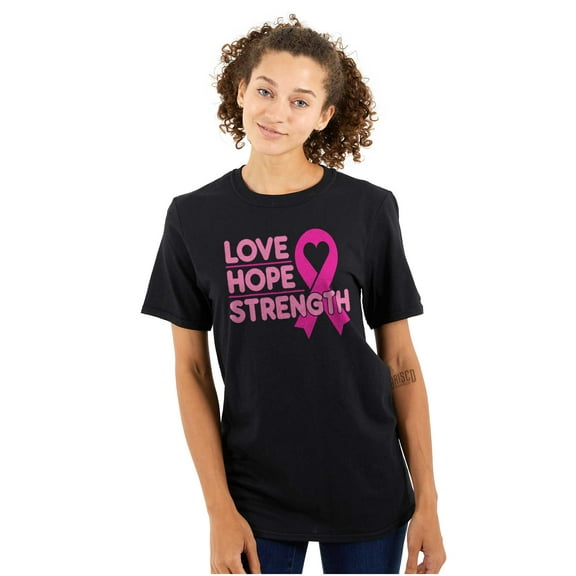 Breast Cancer Love Hope Strength Women's Graphic T Shirt Tees Brisco Brands X