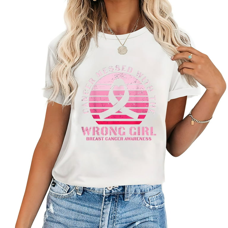 Womens Cancer Messed With The Wrong Chick Awareness Fight T-Shirt Womens Cancer Messed With The Wrong Chick Awareness Fight T-Shirt