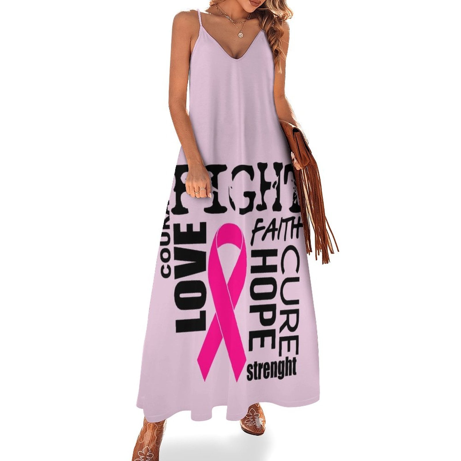 Breast Cancer Motivational T Shirt Sleeveless Dress women party dresses ...
