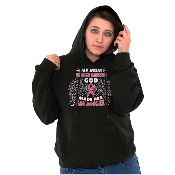 Breast Cancer My Mom is an Angel Hoodie Sweatshirt Women Men Brisco Brands X
